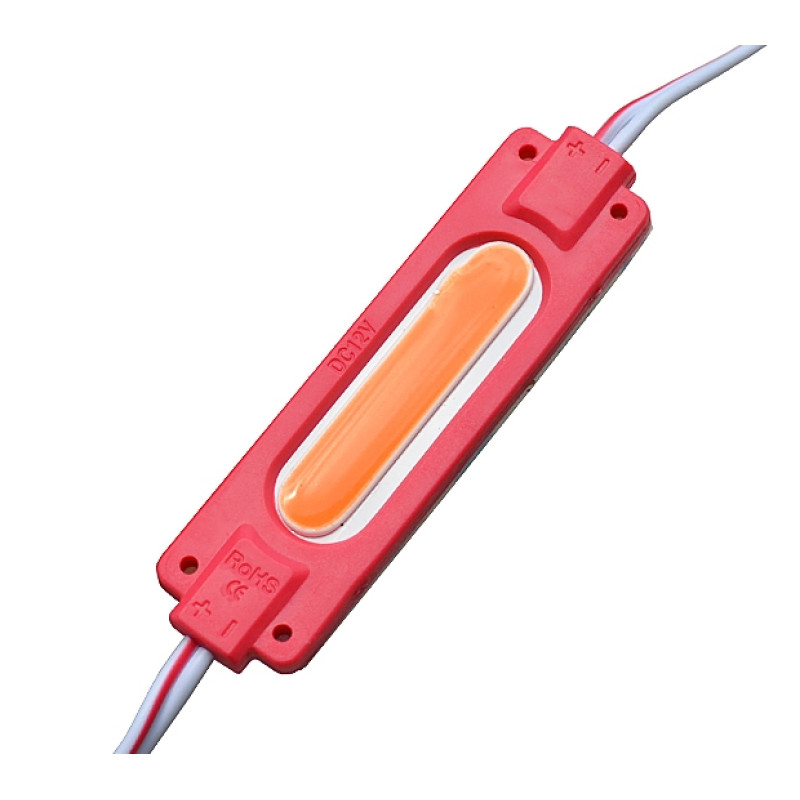 # 095/4 МТК-COB-1Led-R-2W - LED модуль COB 70x19x5 с линзой 35*8, 12V, 2W, IP65, цвет - красный