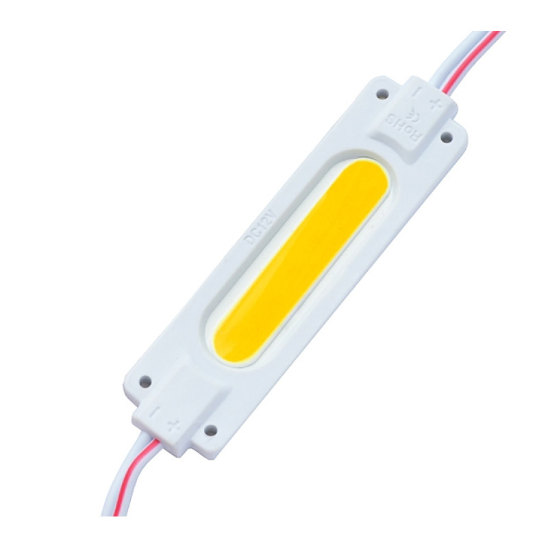 # 095/2 МТК-COB-1Led-WW-2W - LED модуль COB 70x19x5 с линзой 35*8, 12V, 2W, IP65