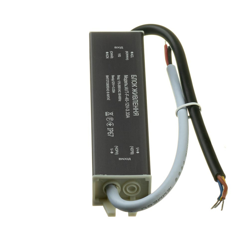 PS-AVT-F-12V-40W - Блок питания герметичный 12V - 3.33А - 40W, IP67, 140*30*20, AVT(КНР)