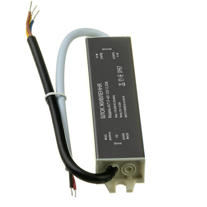 PS-AVT-F-12V-40W - Блок питания герметичный 12V - 3.33А - 40W, IP67, 140*30*20, AVT(КНР)