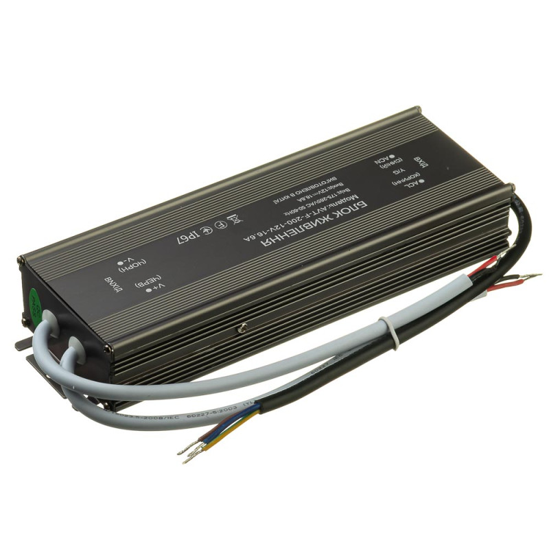 PS-AVT-F-12V-200W - Блок питания герметичный 12V - 16.66А - 200W, IP67, 215.4*68*36, AVT(КНР)
