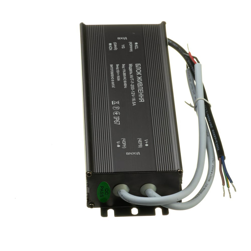 PS-AVT-F-12V-200W - Блок питания герметичный 12V - 16.66А - 200W, IP67, 215.4*68*36, AVT(КНР)