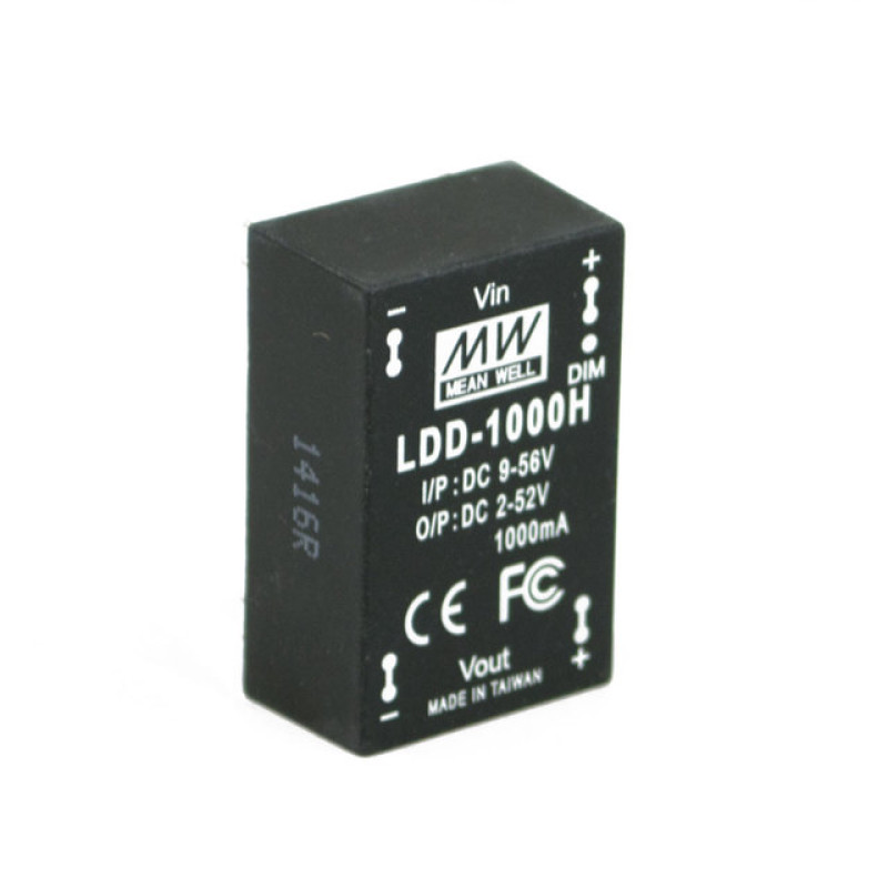 LDD-1000HW - Драйвер светодиода влагозащитный, 9-56VDC>2-52VDC, 56Вт, 1000 mа, IP67, 32х20х12мм