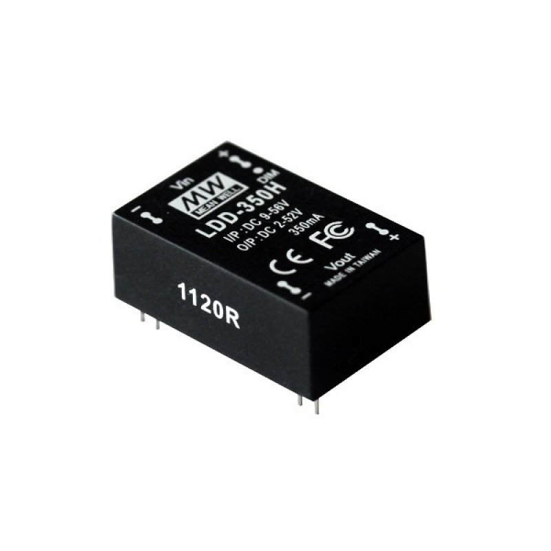 LDD-350H - Драйвер світлодіода вологозахисний, 9-56VDC>2-52VDC, 20Вт, 350 mа, IP67, 32х20х12мм