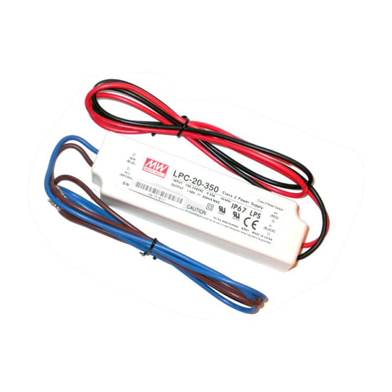 LPC-20-350 - Драйвер світлодіода, 220VAC>9-48VDC, 20Вт, 350 mа, IP67, 118х20х25мм, вага 0,12 кг