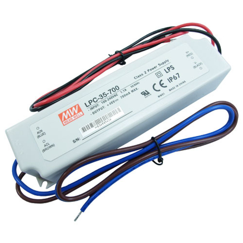 LPC-35-700 - Драйвер світлодіода вологозахисний, 220VAC>9-48VDC, 35Вт, 700 mа, IP67, 148х40х30мм