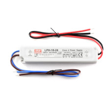 LPH-18-24 - Блок питания 24 Вольт, 18W, 0,75 A, 140*30*22, вес 0,175 кг, IP67, корпус - пластик