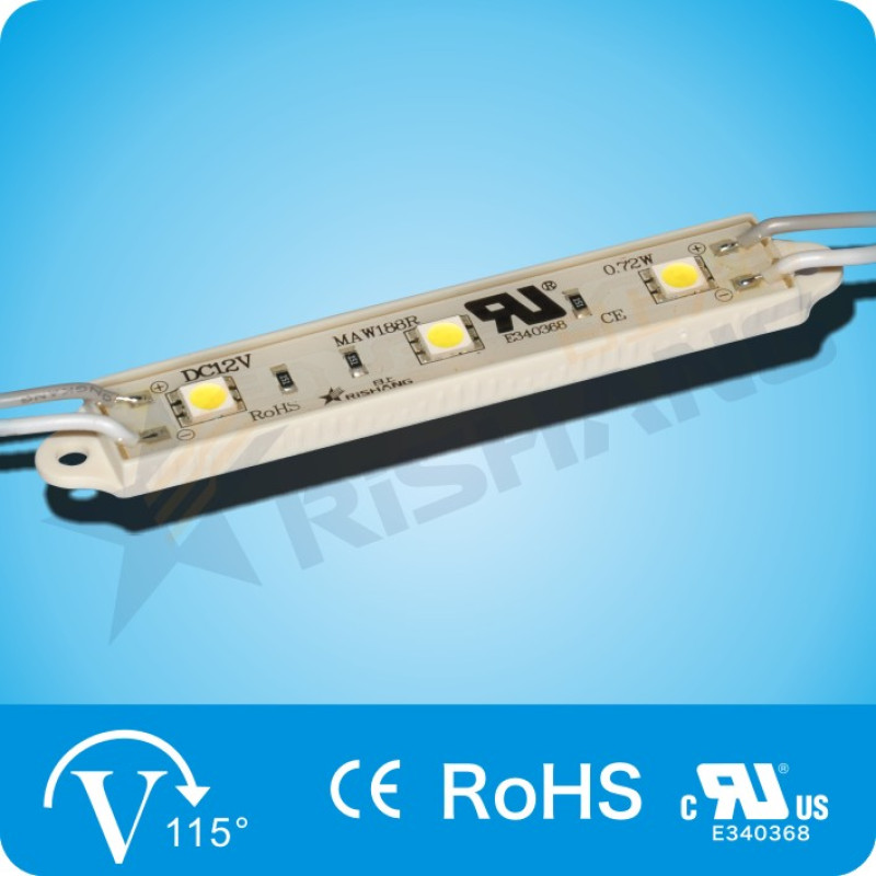 M133AA-CW - Светодиодный модуль (3 диода SMD 5050) 91.8x15x4.5 мм, 12 В, 0.72 Вт, IP65