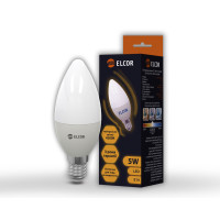 Лампа LED C37 5Вт Е14 свічка 4200К Elcor