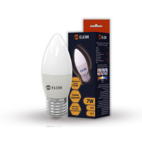 Лампа LED С37 7Вт Е27 свічка 4200K Elcor