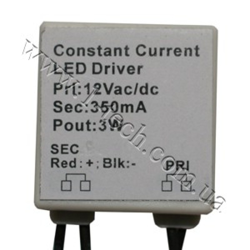 Драйвер світлодіода Вх.12DC Вих.3-12VDC, 4Вт, 350ма, 40х40х20мм, FTC (КНР)