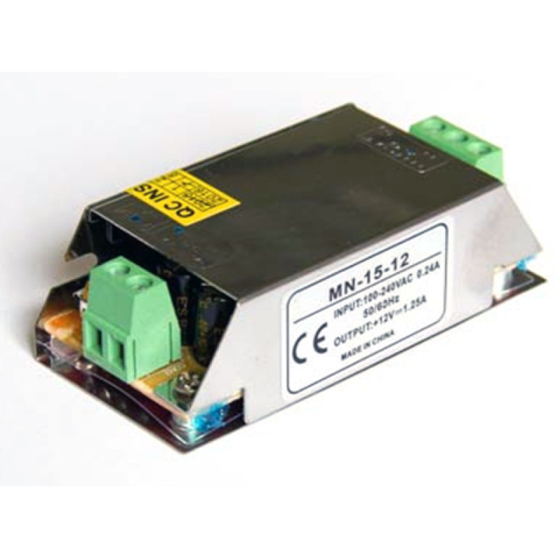 PSС12VDC-1.25A-15W - Блок живлення Compact 85-264VАС>12VDC-1.25A, 15Вт, 77*35*22, корпус -метал