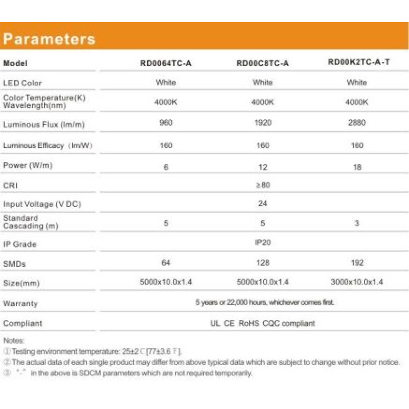 RD00K2TC-A-T-WW - Світлодіодна стрічка, 192х SMD 2835, 24VDC, 18 Вт/м, 8*5000, CRI≥90