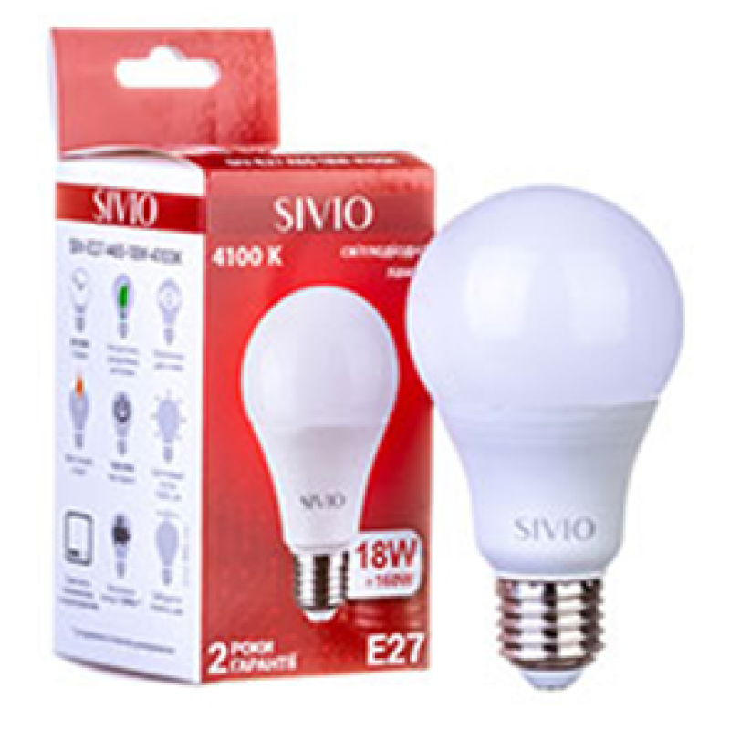 SIV-E27-A60-10W-3000K - Светодиодная лампа E27 A60, 10W, 220V, 60*110mm, белый тёплый, Sivio