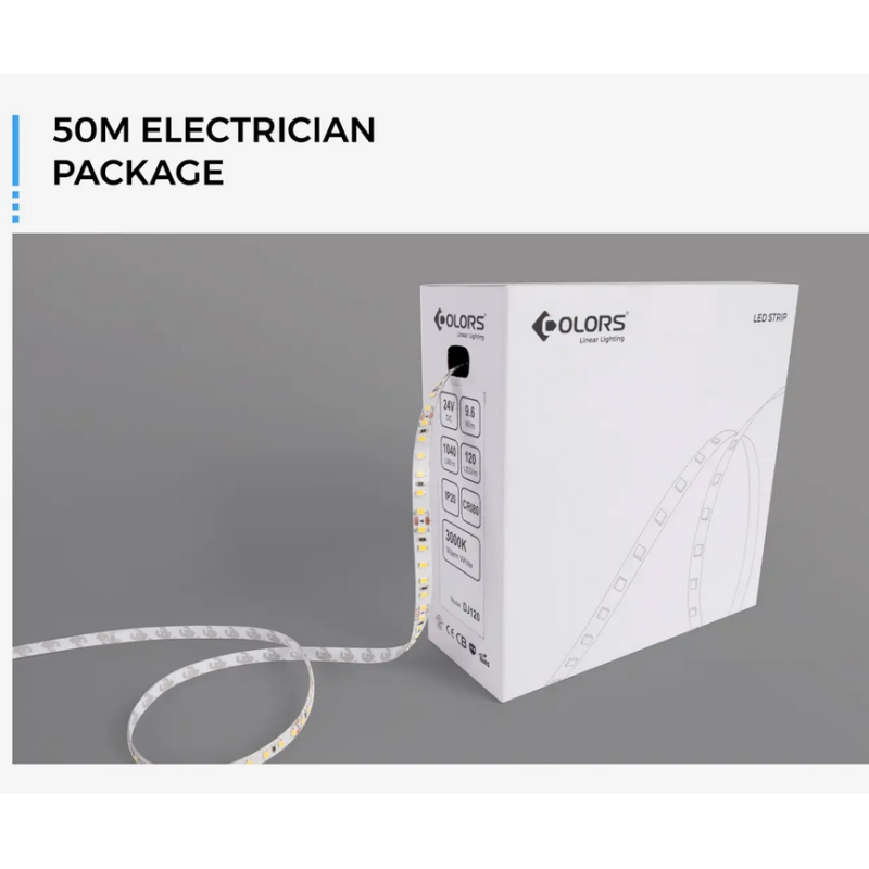 DJ120-24V-8mm-WW - LED стрічка SMD2835, 120 д/м, 9.6W, 920 lm, 3000K, 24V, IP20, Colors (КНР)