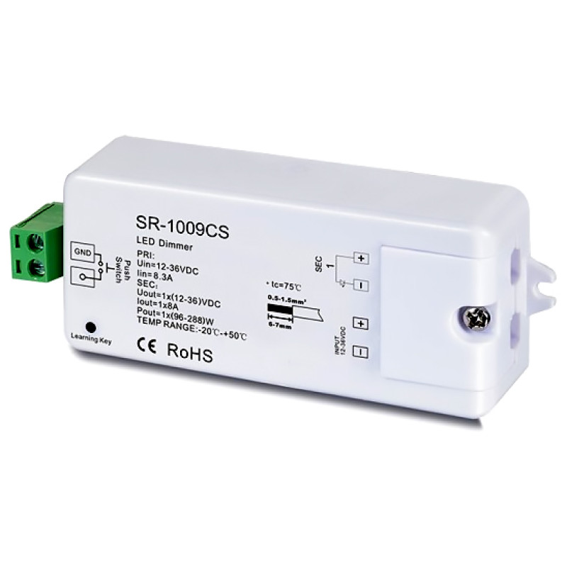 SR-1009FA - RGBW контроллер LED лент, 20А, 4 канала *5A, 12-36V, 46*178*18, цвет-белый, Sunricher (КНР)