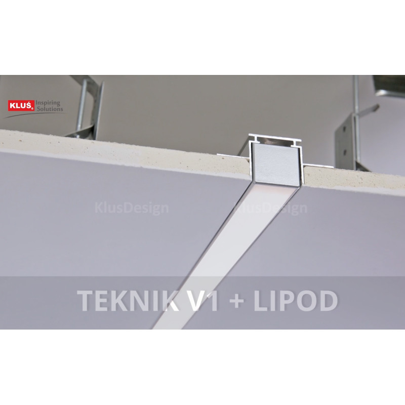 LED-профиль врезной TEKNIK, не анодированный алюминий, длина 2 метра, рассеиватель отдельно