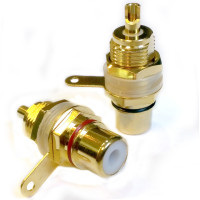 AC-MJ-92S-R - Разъем RCA, панельное гнездо, позолоченные контакты, красная маркировка