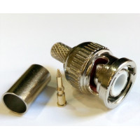 B-002 - Разъем BNC кабельный штекер прямой, 75 Ом, для кабеля RG59, обжим, Avvicon (Тайвань)