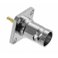 J01001A0698 - Разъём BNC панельный, гнездо, квадратный фланец 4отв., пайка, 50 Ом