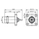 J01003A1937 - Разъём BNC панельный, компактный с 4 крепежными отверстиями, пайка, 75 Ом