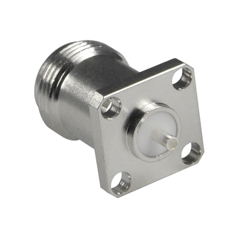 J01021C0007 - Роз'єм N панельний, гніздо, паяння, квадратний фланець 4 отв., 50 Ом, посадка Z43