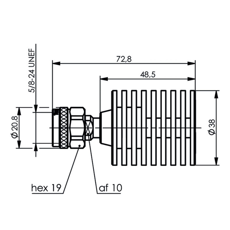 J01026A0022 - Опір навантаження N, штекер, з радіатором охолодження, >17 дБ /18 ГГц