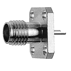 J01151A0811 - Разъём SMA панельный, гнездо, пайка, квадратный фланец - 4 крепежных отверстия