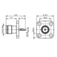 J01151A0811 - Разъём SMA панельный, гнездо, пайка, квадратный фланец - 4 крепежных отверстия