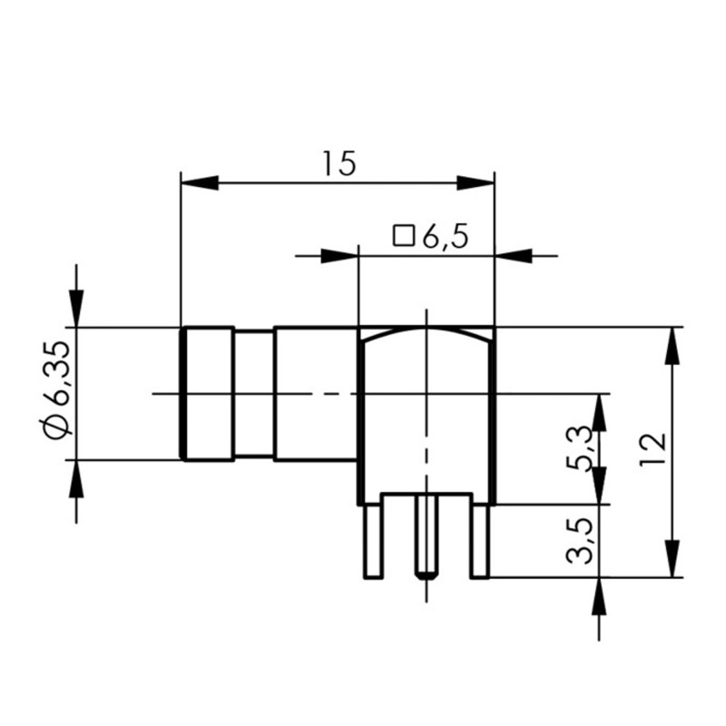 J01161A0861 - Панельний кутовий роз'єм SMВ · 50 Ом гніздо для друкованих плат, паяння