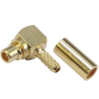 J01340A0121 - Роз'єм MMCX кабельний кутовий, штекер, обжим, ц.контакт - паяння, 50 Ом