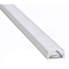 ПФ №18 НПМ - алюминиевый LED профиль, профиль + рассеиватель (ПФ-18 New Профіль накладний НЕ АНОД. 1М (+ МАТОВИЙ розсіювач УКР))