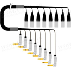 1T-PW8/0XJA-05 8-кан.(8-IN) студийный аудиокабель, коса (8x XLR3 штекер) > коса (8х Jack 6.3 мм