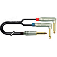 1T-AIC18A-00.5 Аудіокабель перехідний, Jack 6.3 stereo штекер > 2x Jack 6.3 mono штекер кутовий, діаметр - 3.4x7.0 мм