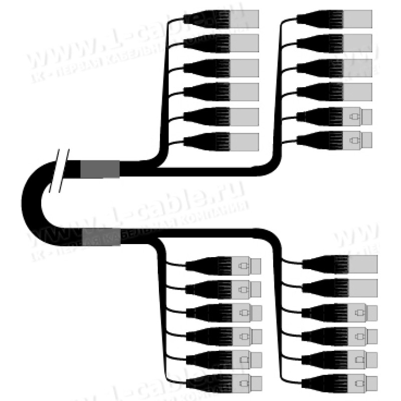 1T-PW10/2XX-05 12-кан. студийный аудиокабель PW, (10-IN/2-OUT), коса (10x XLR3 штекер, 2x XLR3 гнездо)