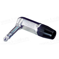 NYS 208 - Jack Phono 6.3 мм штекер стерео на кабель, угловой, контакты- покрытие никель