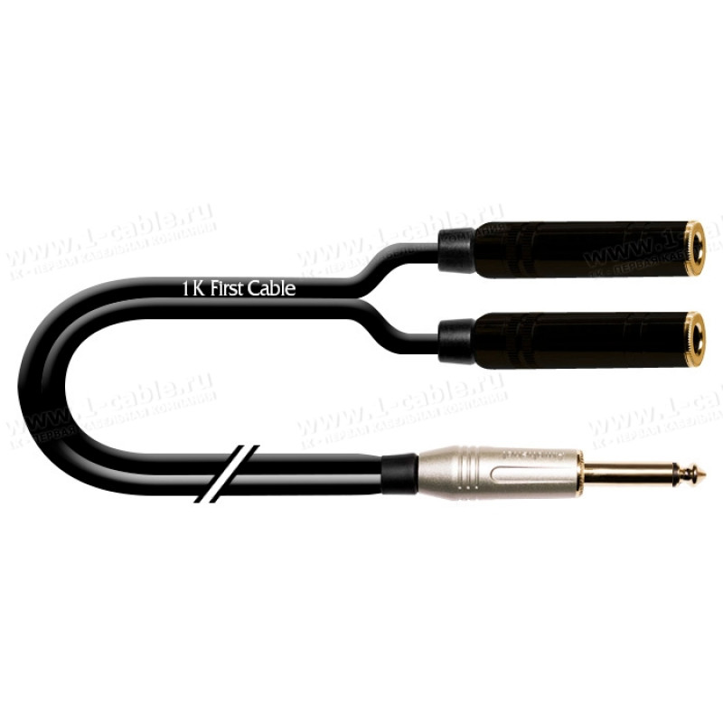 1T-AIC114-00.1 - Аудіокабель перехідний паралельний, Jack 6.3 mono штекер > 2x Jack 6.3 mono гніздо
