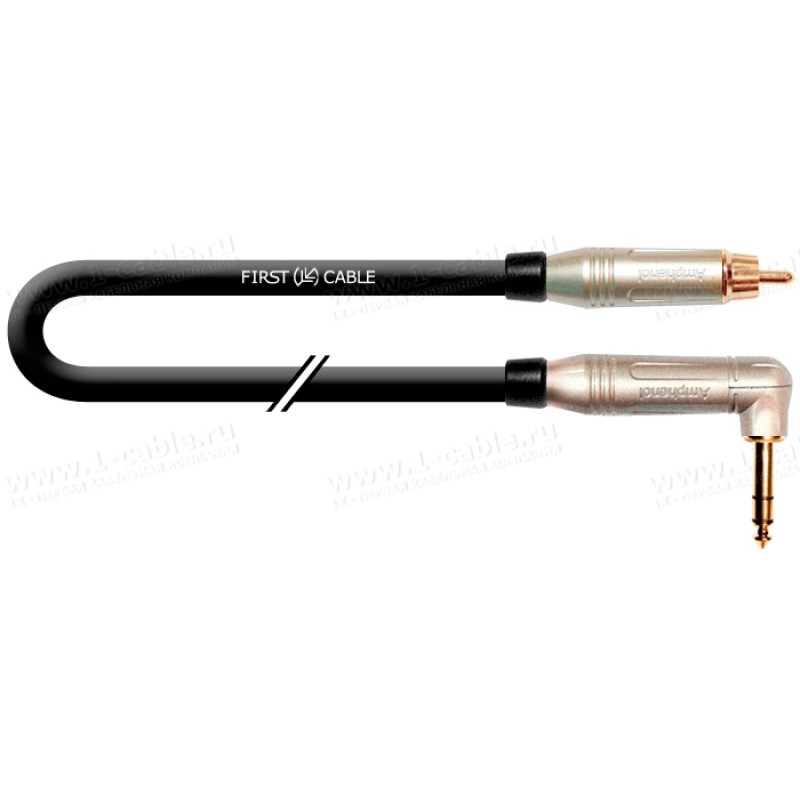 1T-AIC1A-00.5 - Кабель звук переходной, Basic, RCA штекер > Jack 6.3 mono штекер угловой