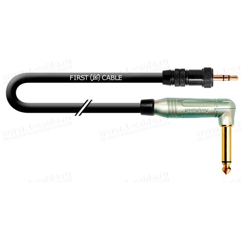 1T-AIC21A-00.5NA Аудиокабель переходной, Jack 6.3 mono штекер угловой > Jack 3.5 stereo штекер
