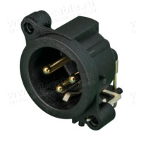 NC3MAAH-0 - XLR 3 штекер на панель, фланець A-типу, можливий монтаж на плату (горизонтально)