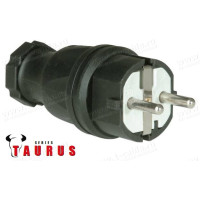 0511-s - Вилка переносна у гумовому корпусі 10А/16А 250V 2P IP44, "Taurus", колір - чорний