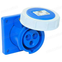 3142-6 - Панельный разъем CEE гнездо, прямой ввод, фланец 75x75 с 4 отв. 60x60 мм, IP67