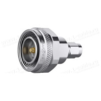 J01443A0014 - Кабельный переходной адаптер 50 Ом · 4.3-10 штекер > 3.5 штекер, латунь /покрытие белая бронза