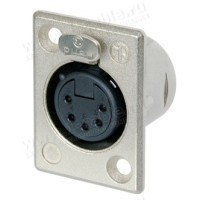 NC5FP-BAG-1 - Панельный разъем XLR5 гнездо, фланец P-типа, контакты- латунь /покрытие серебро