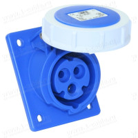 4132-6 - Панельный разъем CEE гнездо TWIST, наклонный ввод, фланец 92x100 с 4 отв. 77x85 мм