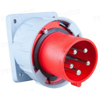 734-6 - Панельний роз'єм CEE штекер, похилий введення, фланець 100x112 з 4 відп. 80x88 мм