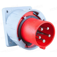 743-6 - Панельний роз'єм CEE штекер, похилий введення, фланець 120x130 з 4 відп. 100x108 мм