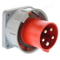 634-6 - Панельний роз'єм CEE штекер, пряме введення, фланець 100x100 з 4 відп. 80x80 мм