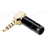 AC-204-GR - Разъём mini Jack 3.5, кабельный, 4 контакта, угловой штекер, удлиненная разъемная часть