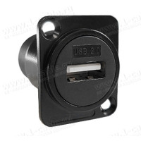 FCD-USB2AA-B - Адаптер USB, тип A, панельний, гніздо - гніздо, версія 2.0, контактів-4